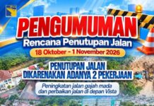 BP Batam Tutup Sementara Dua Ruas Jalan Gajah Mada Mulai 18 Oktober, Pengendara Diminta Cari Jalur Alternatif